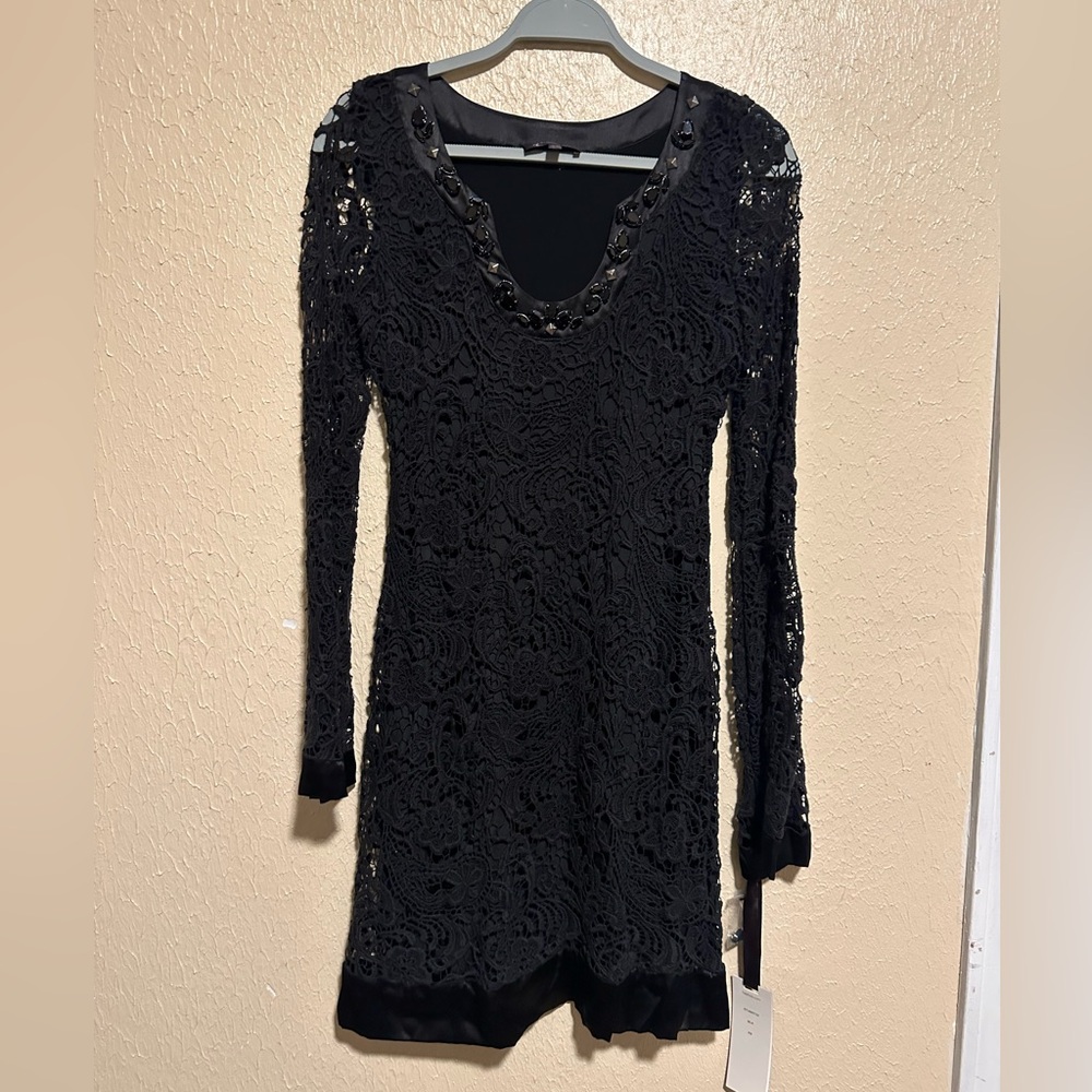 Hale Bob Embroidered‎ Lace Dress Flare Sleeves Size XS